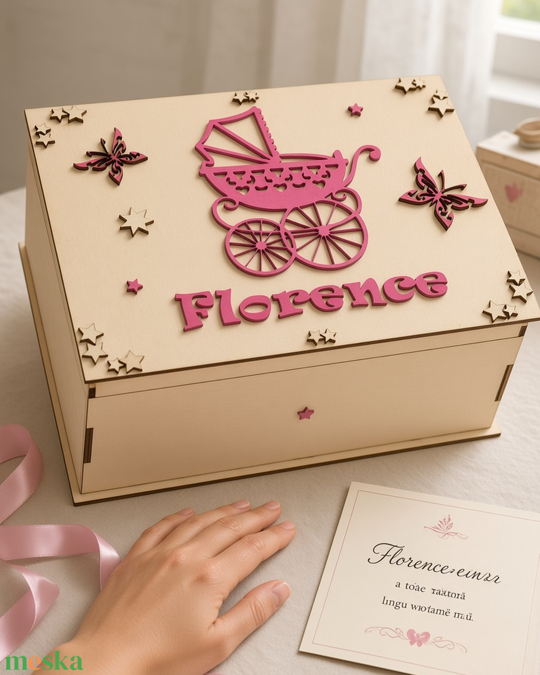 Névreszóló baba emlék doboz fából 'baby memory box' - otthon & életmód - dekoráció - fali és függő dekoráció - betű & név - Meska.hu