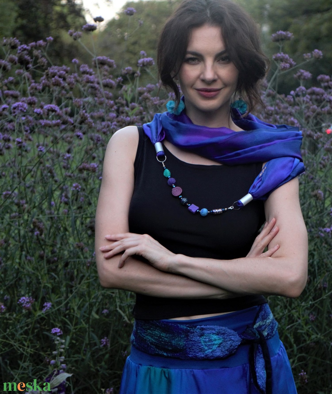  hernyó selyem sál gyöngysorral - ruha & divat - sál, sapka, kendő - kendő - Meska.hu