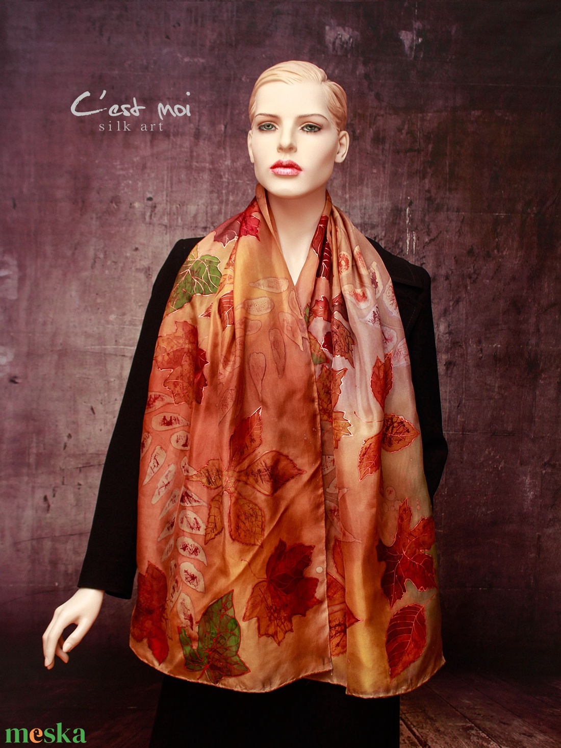  Őszi feleveles hernyóselyem kendő  - ruha & divat - sál, sapka, kendő - sál - Meska.hu