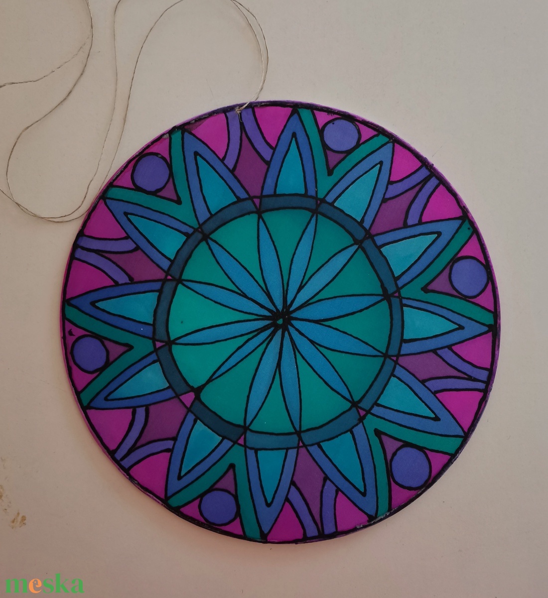Selyemre festett mandala kép madaras - otthon & életmód - dekoráció - spiritualitás - mandala - Meska.hu