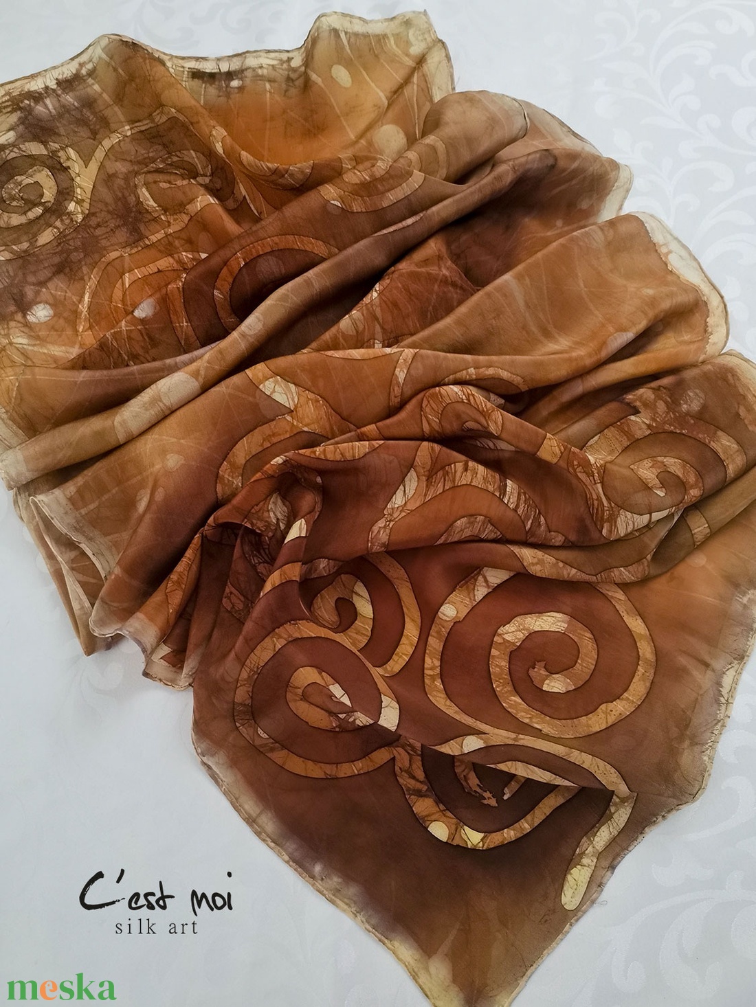 BRONZ  KLIMT KACSKARINGÓK  SELYEM SÁL  - ruha & divat - sál, sapka, kendő - sál - Meska.hu