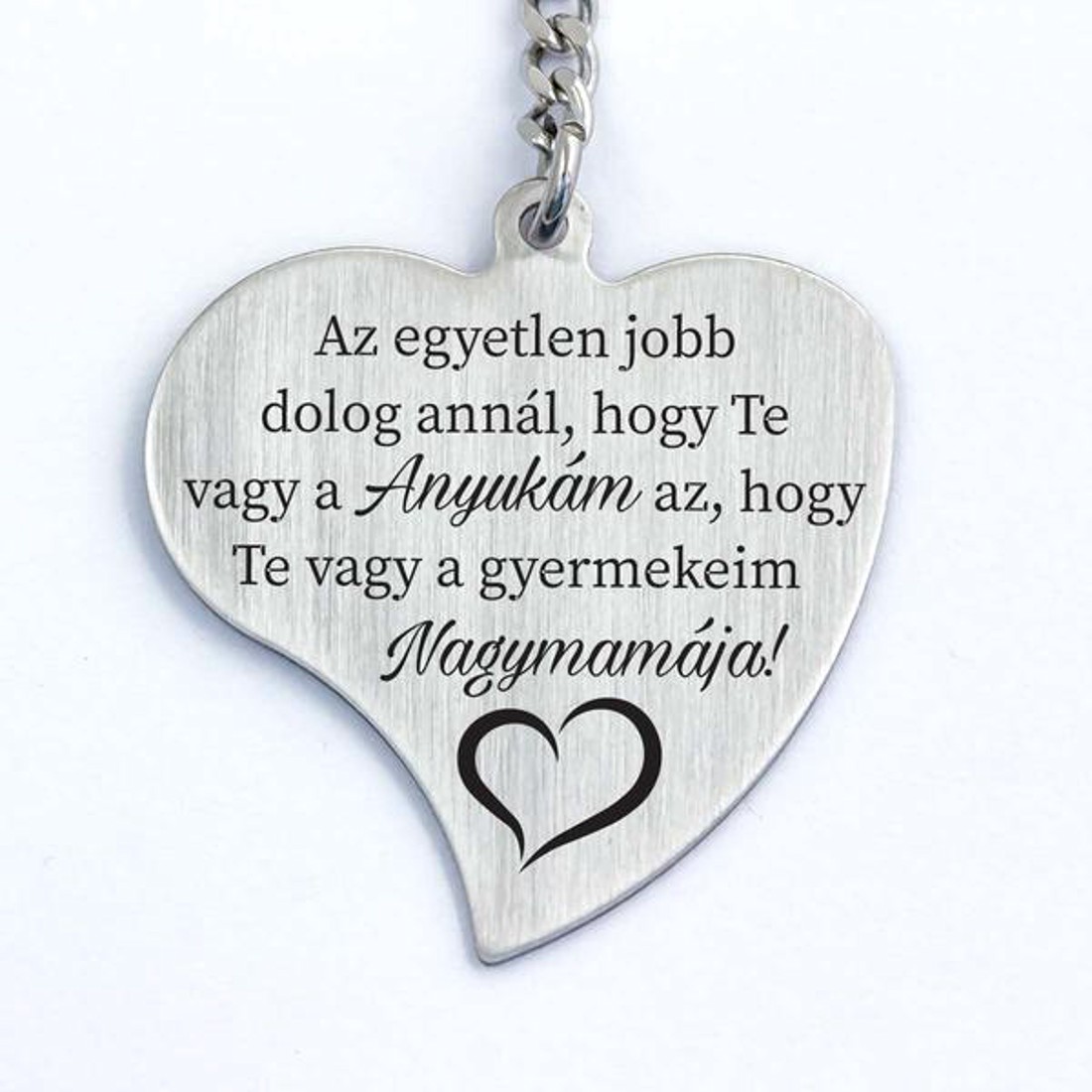 Anyukámnak Gyermekeim Nagymamájának Gravírozott Szív Kulcstartó - táska & tok - kulcstartó & táskadísz - kulcstartó - Meska.hu