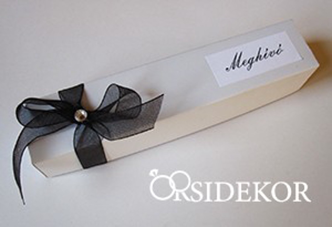 Dobozos esküvői meghívó masnival és strasszal, 3x16 cm - esküvő - meghívó & kártya - meghívó - Meska.hu