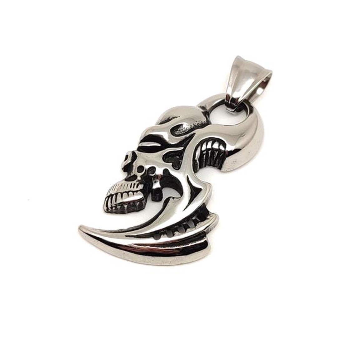 Medál acél démon felezett 3,5cm - ékszer - nyaklánc - medál - Meska.hu