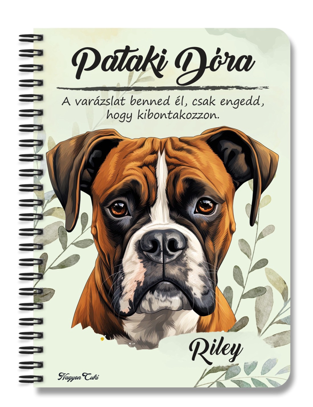 Személyre szabható - Barna Boxer portré mintás A5-ös füzet - otthon & életmód - papír, írószer - jegyzetfüzet & napló - Meska.hu