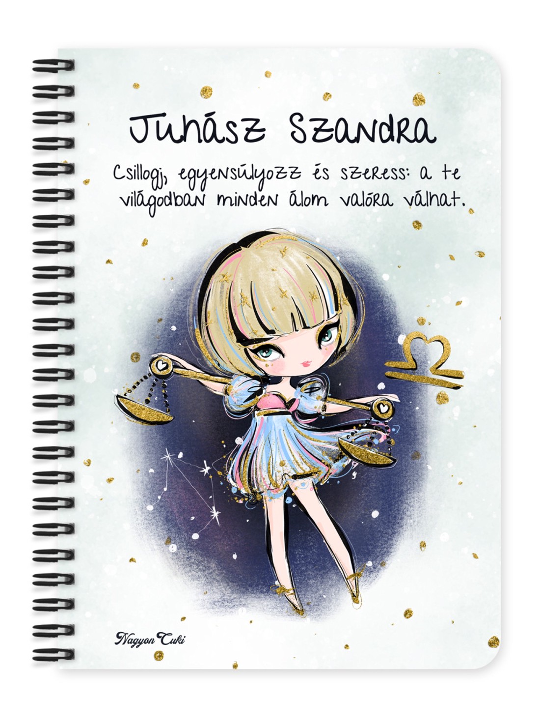 Személyre szabható - Szőke hajú Csini Mérleg lány mintás A5-ös füzet - otthon & életmód - papír, írószer - jegyzetfüzet & napló - Meska.hu