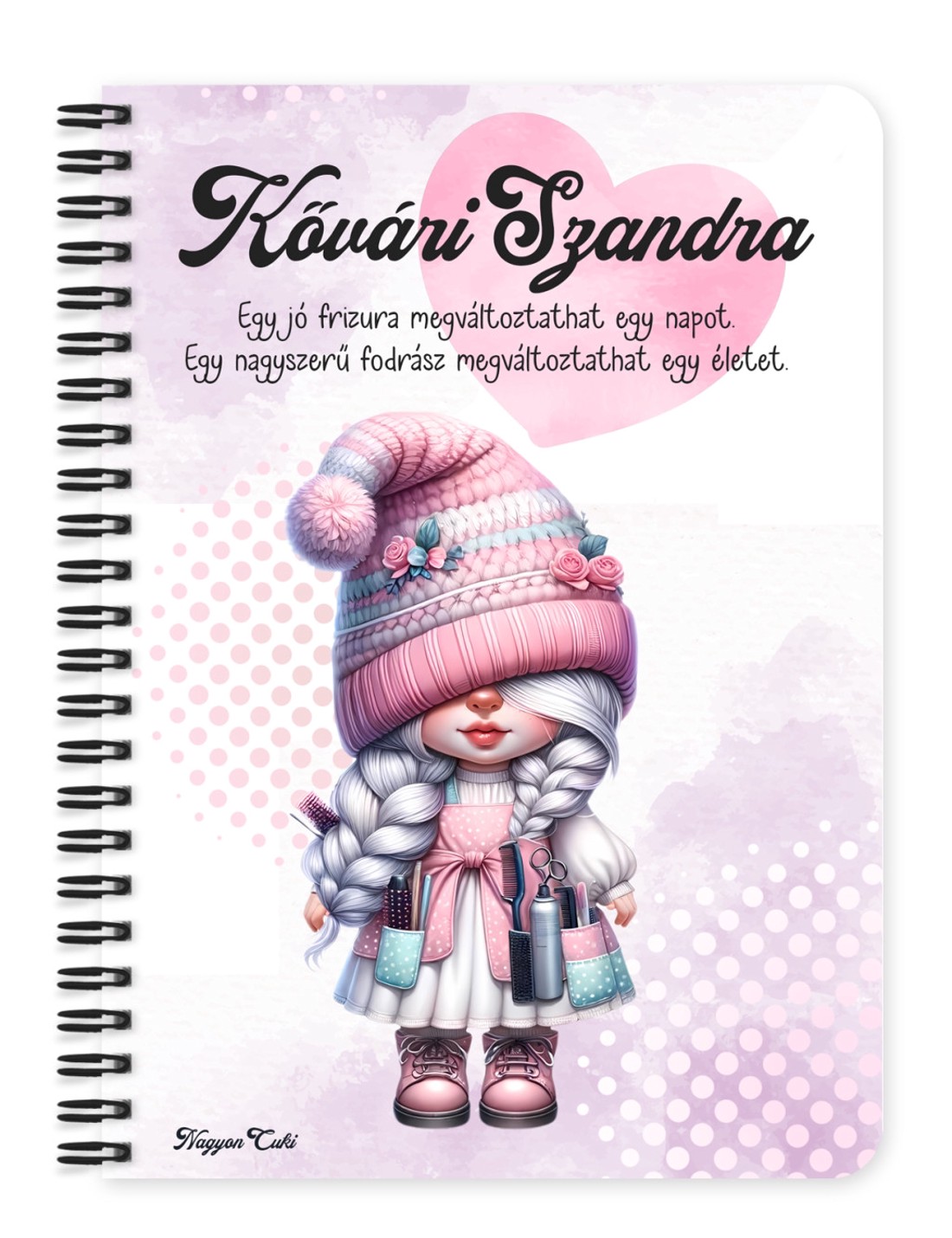 Személyre szabható - Cuki két oldalas Fodrász manólány mintás A6-os füzet - otthon & életmód - papír, írószer - jegyzetfüzet & napló - Meska.hu