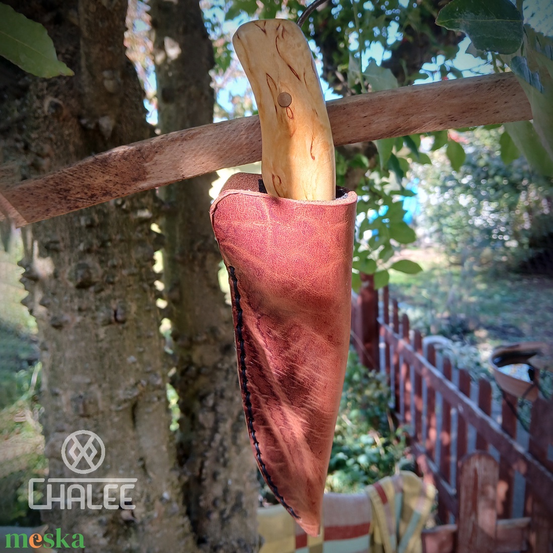 ILTA outdoor kés bőrtokkal - otthon & életmód - konyhafelszerelés, tálalás - sütés, főzés - kés & késtartó - Meska.hu