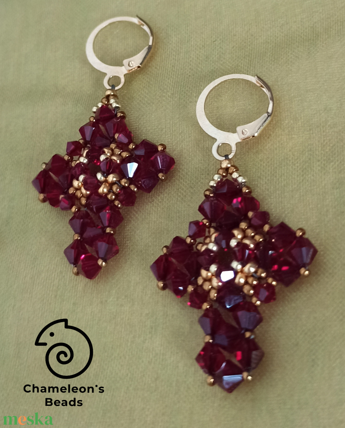 Dark Garnet Cross gótikus kereszt fülbevaló - ékszer - fülbevaló - lógó fülbevaló - Meska.hu Dark Garnet Cross gótikus kereszt fülbevaló - ékszer - fülbevaló - lógó fülbevaló - Meska.hu