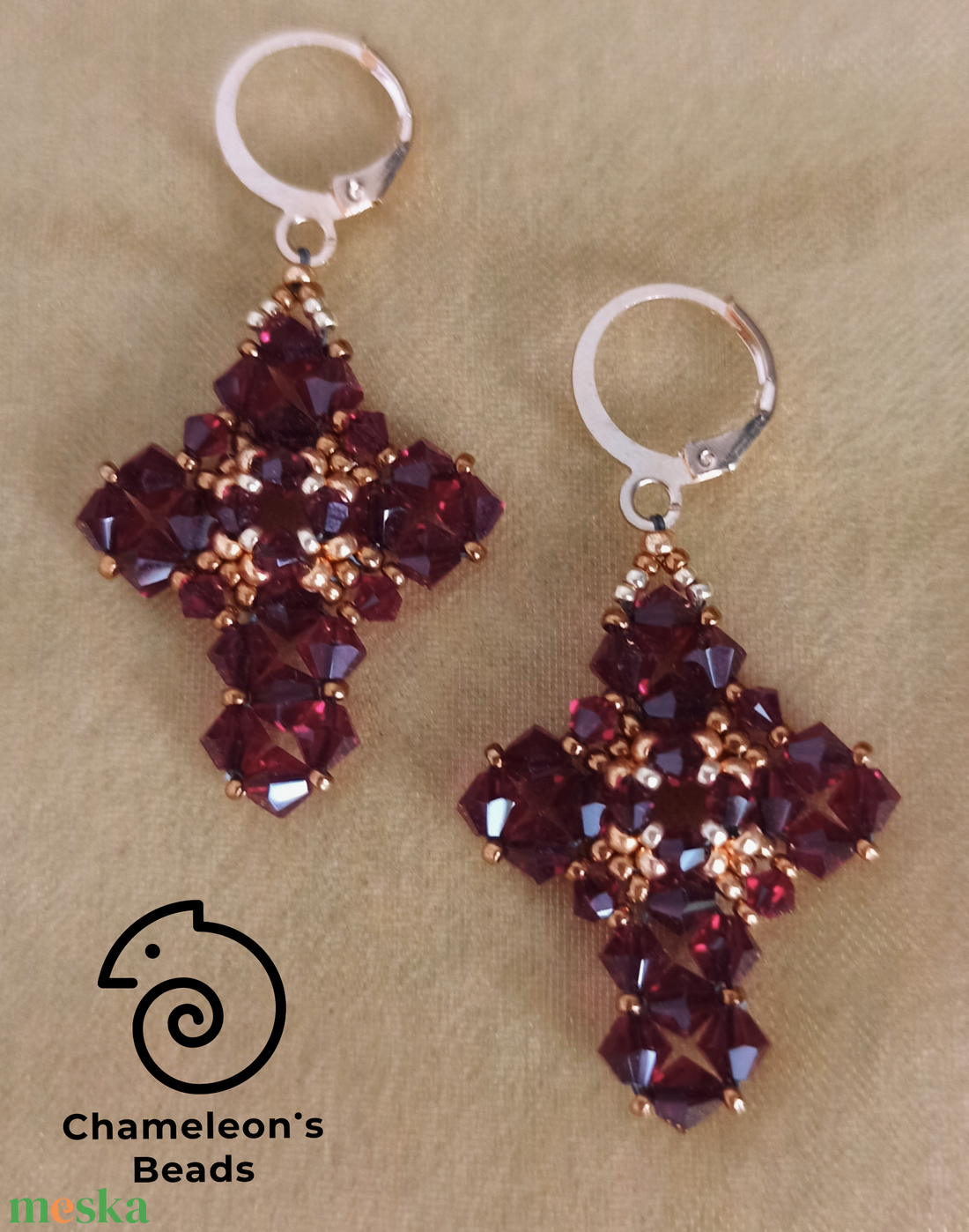 Dark Garnet Cross gótikus kereszt fülbevaló - ékszer - fülbevaló - lógó fülbevaló - Meska.hu Dark Garnet Cross gótikus kereszt fülbevaló - ékszer - fülbevaló - lógó fülbevaló - Meska.hu