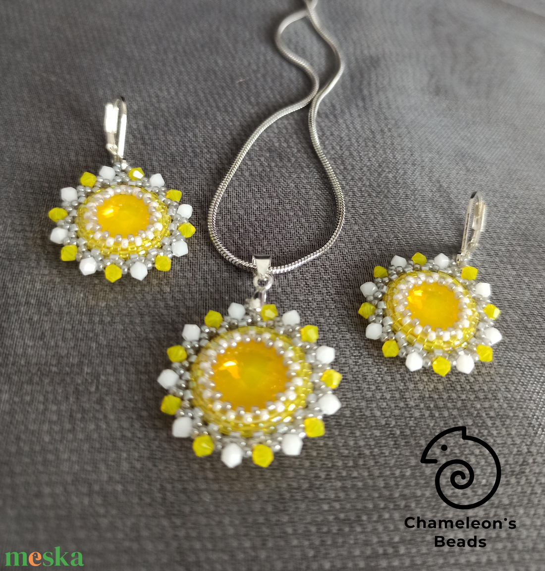Alabaster and Yellow Opal Mandala fülbevaló és nyaklánc - ékszer - ékszerszett - Meska.hu Alabaster and Yellow Opal Mandala fülbevaló és nyaklánc - ékszer - ékszerszett - Meska.hu