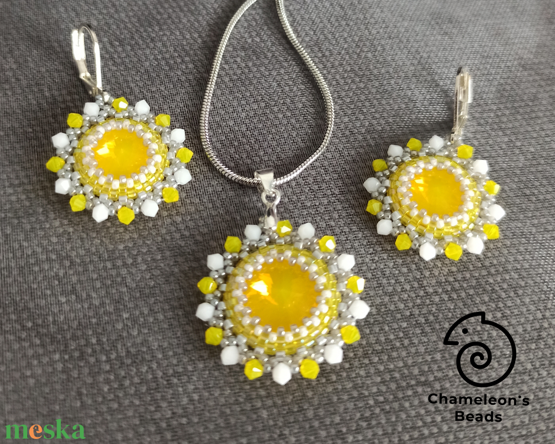 Alabaster and Yellow Opal Mandala fülbevaló és nyaklánc - ékszer - ékszerszett - Meska.hu Alabaster and Yellow Opal Mandala fülbevaló és nyaklánc - ékszer - ékszerszett - Meska.hu