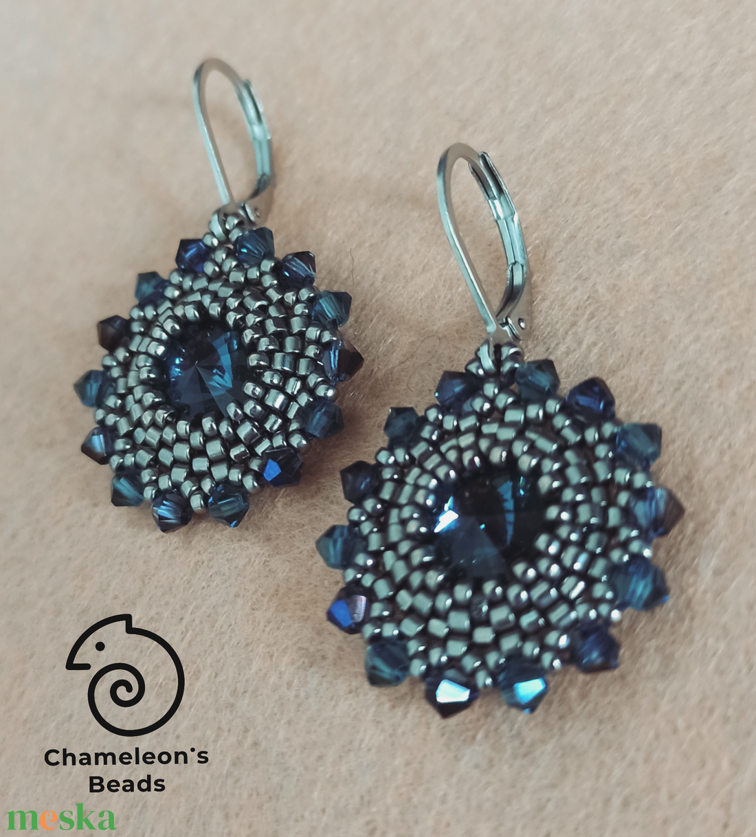 Denim Blue and Steel Mandala fülbevaló - ékszer - fülbevaló - lógós kerek fülbevaló - Meska.hu Denim Blue and Steel Mandala fülbevaló - ékszer - fülbevaló - lógós kerek fülbevaló - Meska.hu