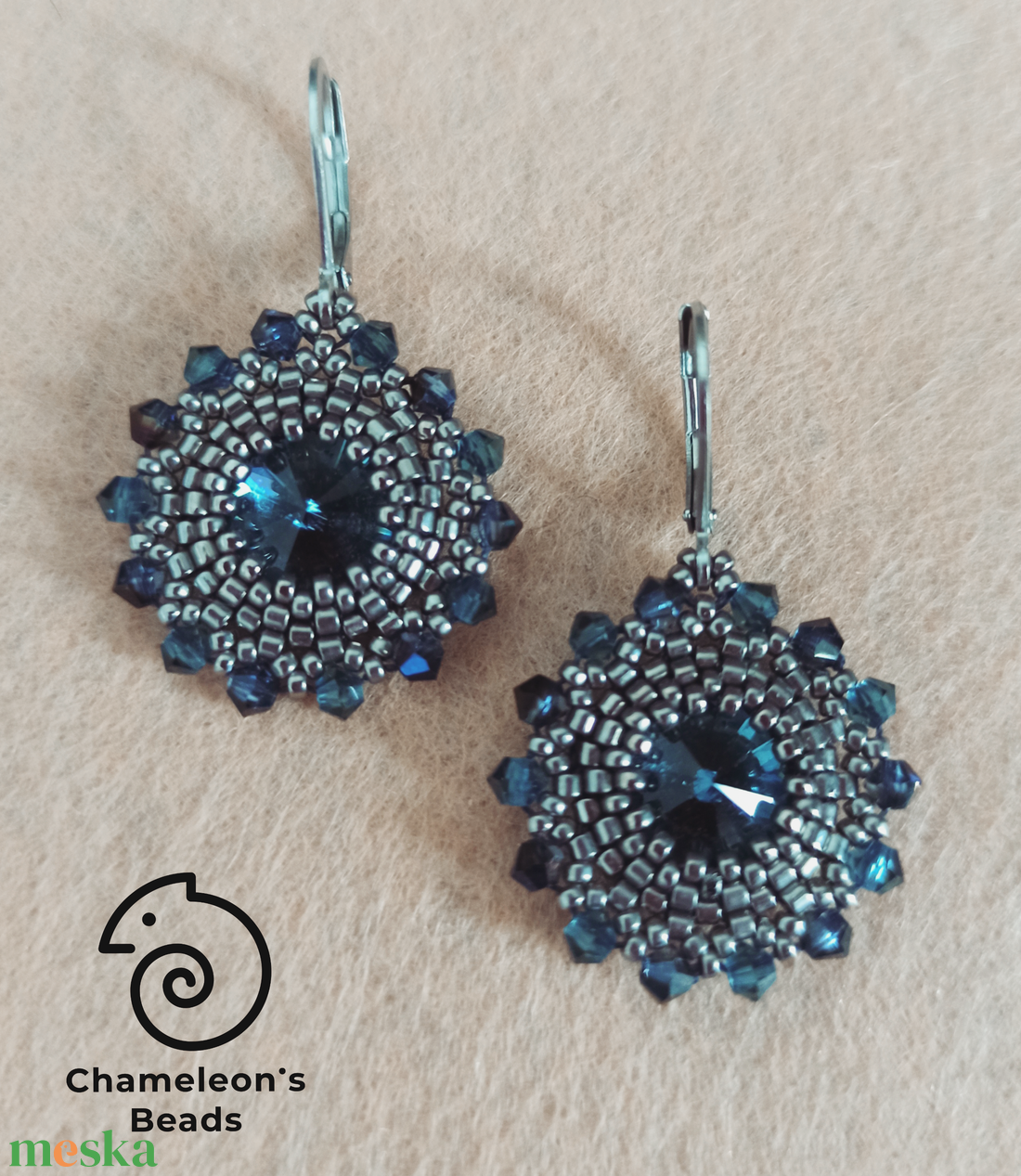 Denim Blue and Steel Mandala fülbevaló - ékszer - fülbevaló - lógós kerek fülbevaló - Meska.hu Denim Blue and Steel Mandala fülbevaló - ékszer - fülbevaló - lógós kerek fülbevaló - Meska.hu