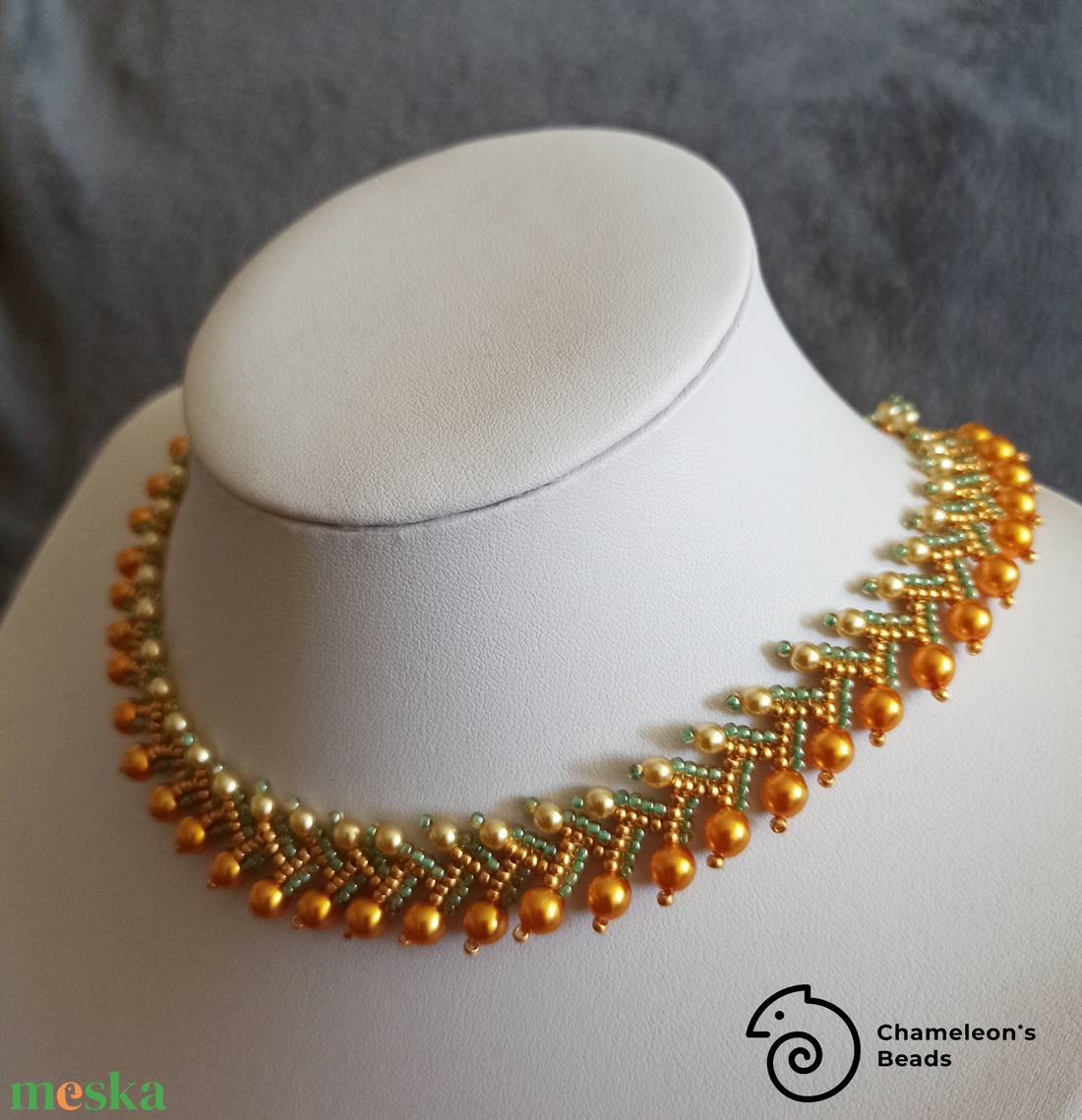 Golden Orange Elegance nyaklánc - ékszer - nyaklánc - gyöngyös nyaklánc - Meska.hu Golden Orange Elegance nyaklánc - ékszer - nyaklánc - gyöngyös nyaklánc - Meska.hu