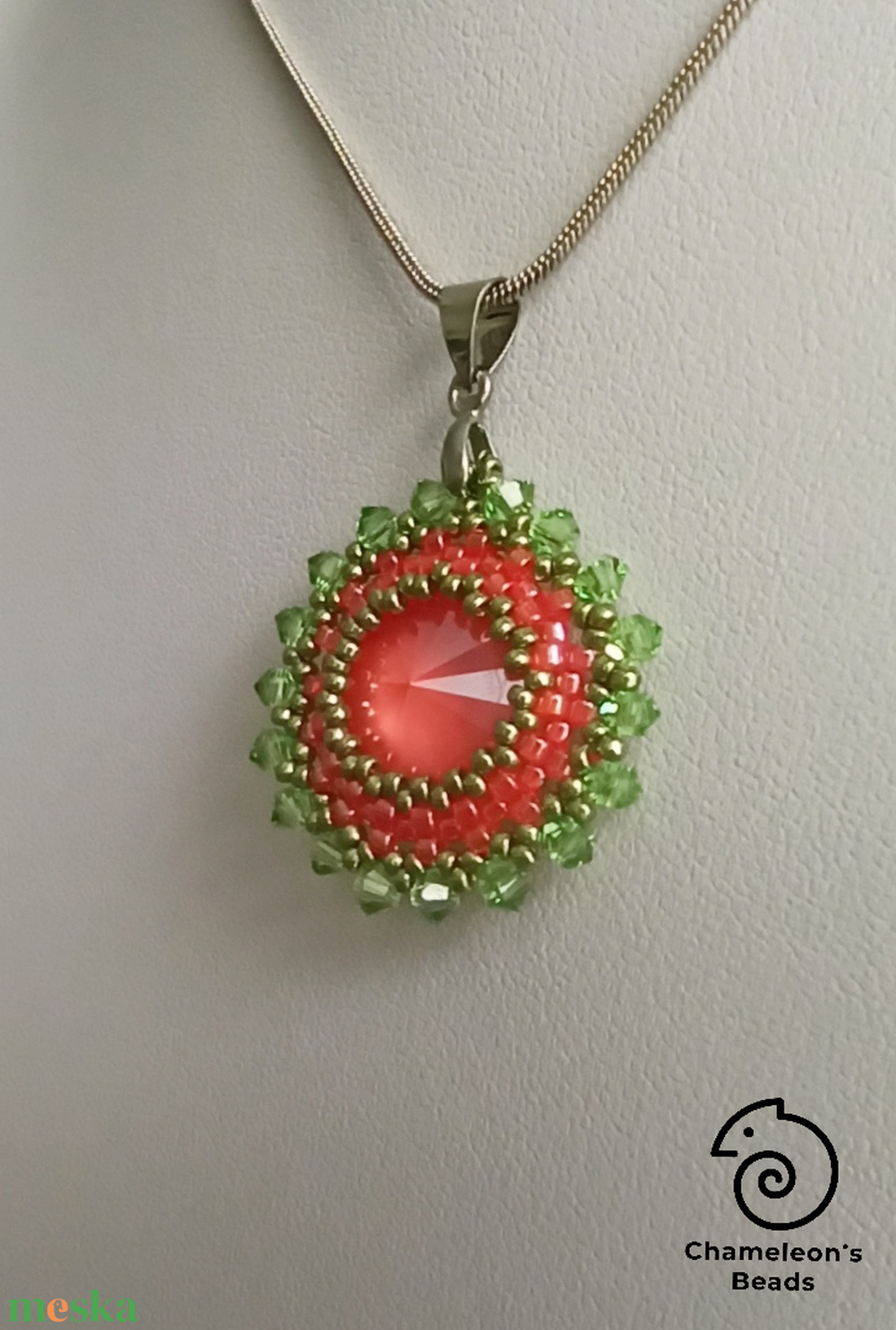 Coral and Light Green Mandala fülbevaló és nyaklánc - ékszer - ékszerszett - Meska.hu Coral and Light Green Mandala fülbevaló és nyaklánc - ékszer - ékszerszett - Meska.hu
