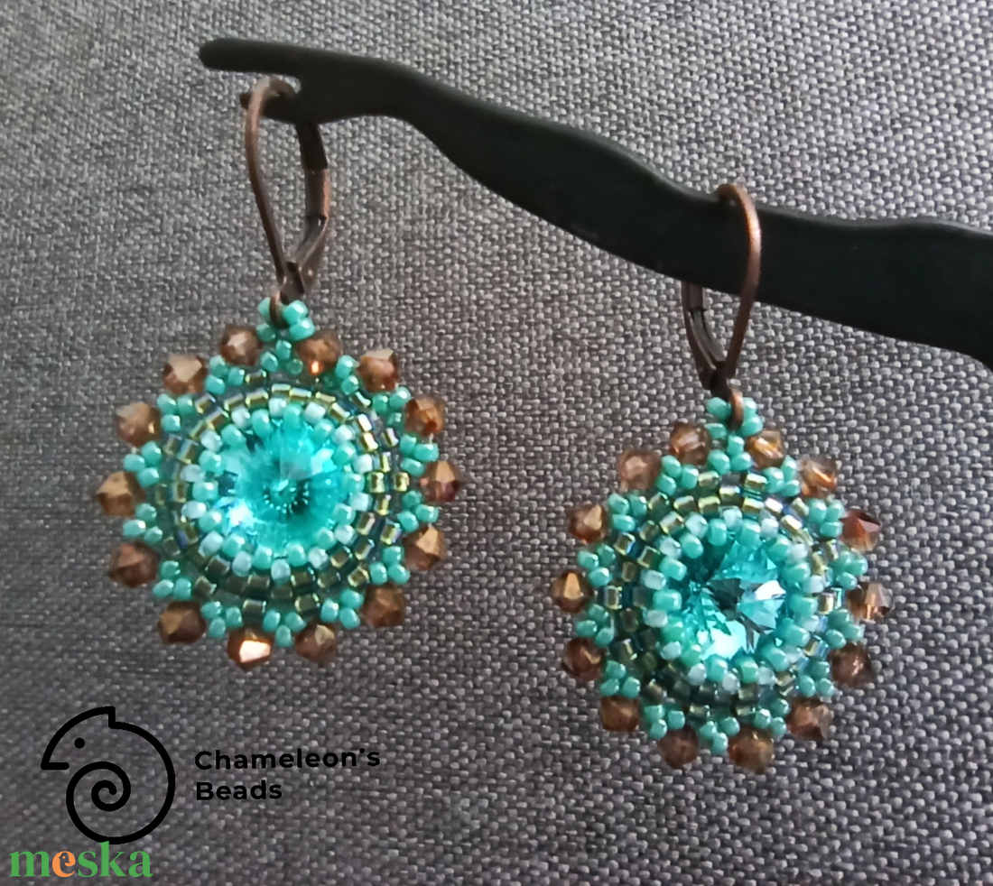 Turquoise 1 Mandala fülbevaló - ékszer - fülbevaló - lógós kerek fülbevaló - Meska.hu Turquoise 1 Mandala fülbevaló - ékszer - fülbevaló - lógós kerek fülbevaló - Meska.hu