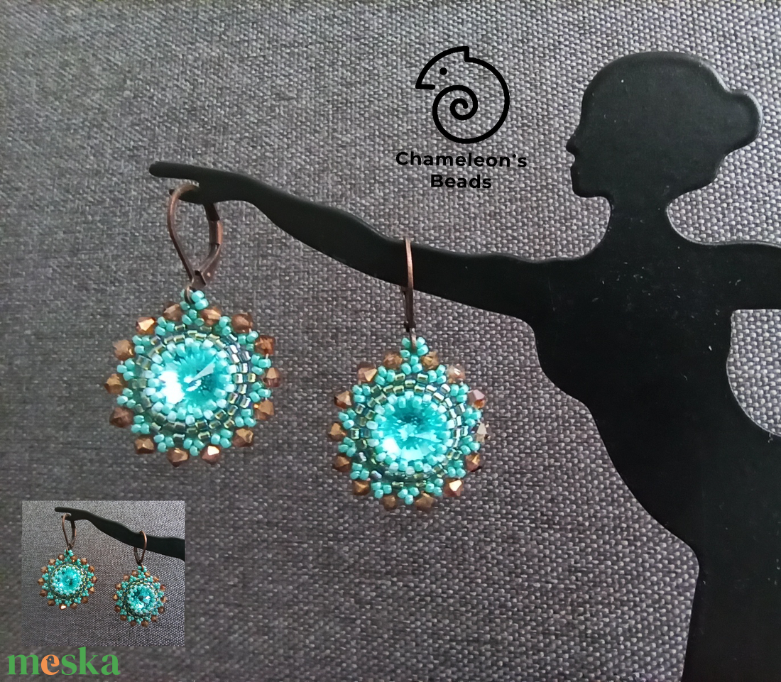 Turquoise 1 Mandala fülbevaló - ékszer - fülbevaló - lógós kerek fülbevaló - Meska.hu Turquoise 1 Mandala fülbevaló - ékszer - fülbevaló - lógós kerek fülbevaló - Meska.hu