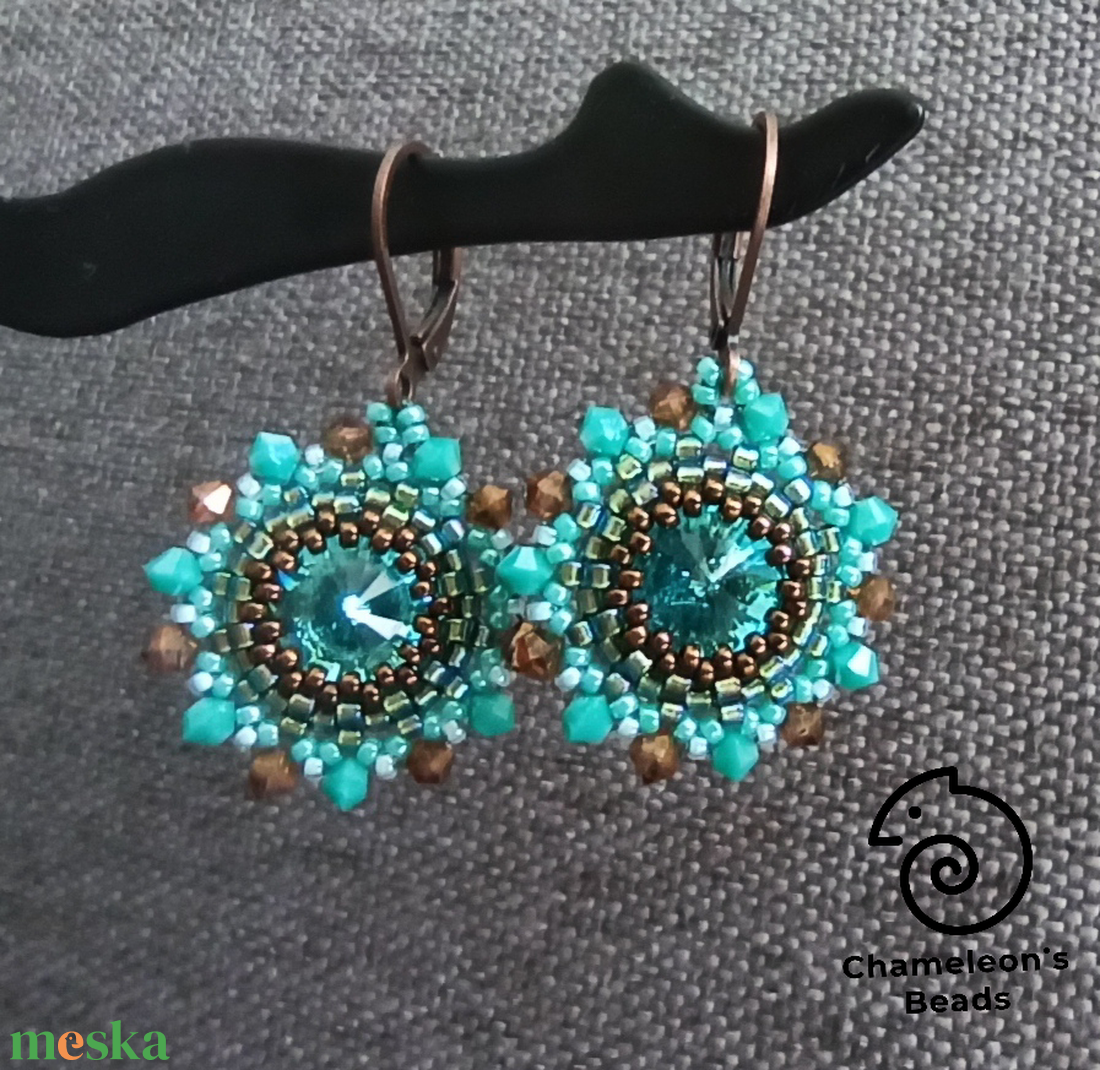 Turquoise 2 Mandala fülbevaló - ékszer - fülbevaló - lógós kerek fülbevaló - Meska.hu Turquoise 2 Mandala fülbevaló - ékszer - fülbevaló - lógós kerek fülbevaló - Meska.hu