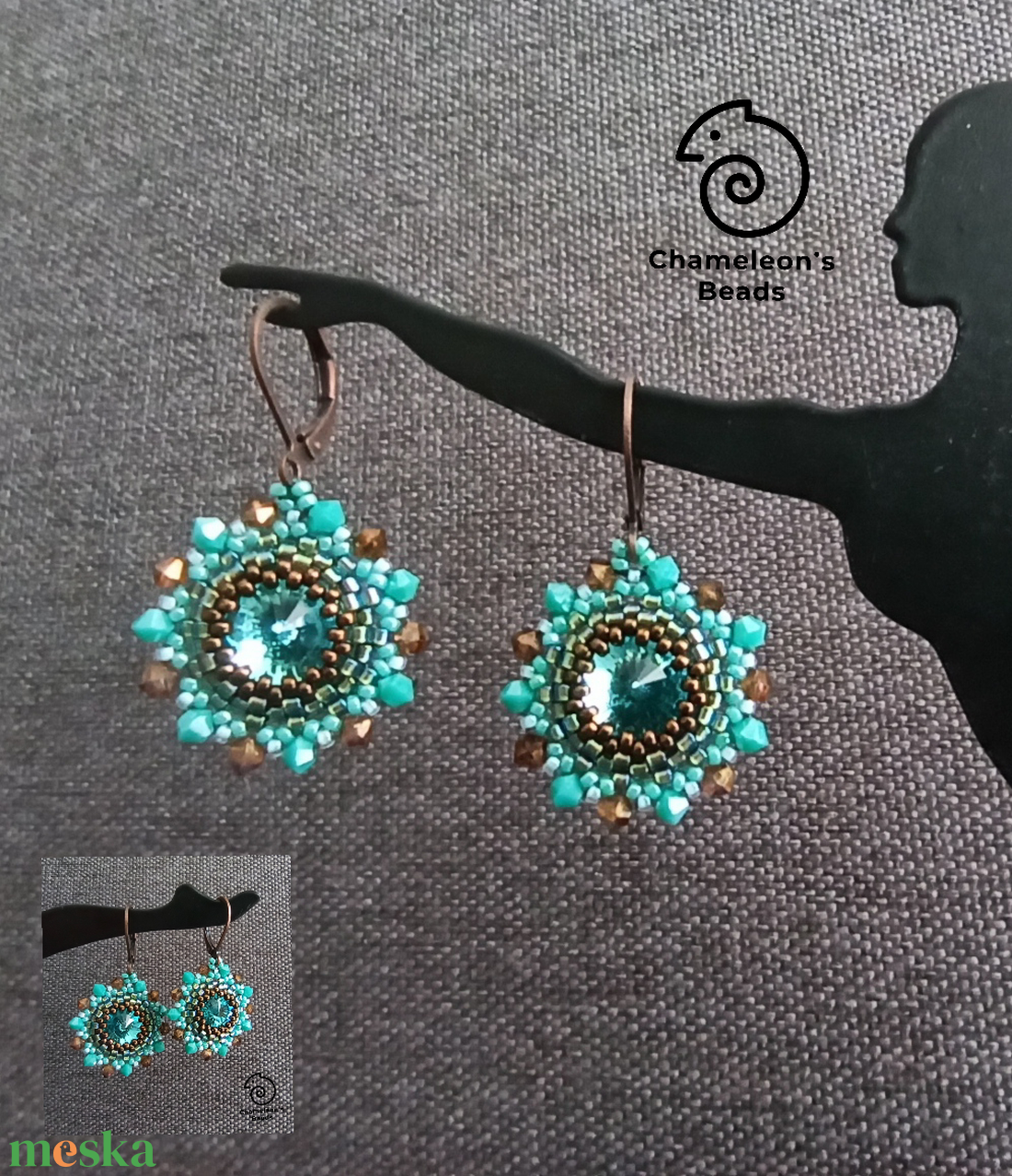 Turquoise 2 Mandala fülbevaló - ékszer - fülbevaló - lógós kerek fülbevaló - Meska.hu Turquoise 2 Mandala fülbevaló - ékszer - fülbevaló - lógós kerek fülbevaló - Meska.hu