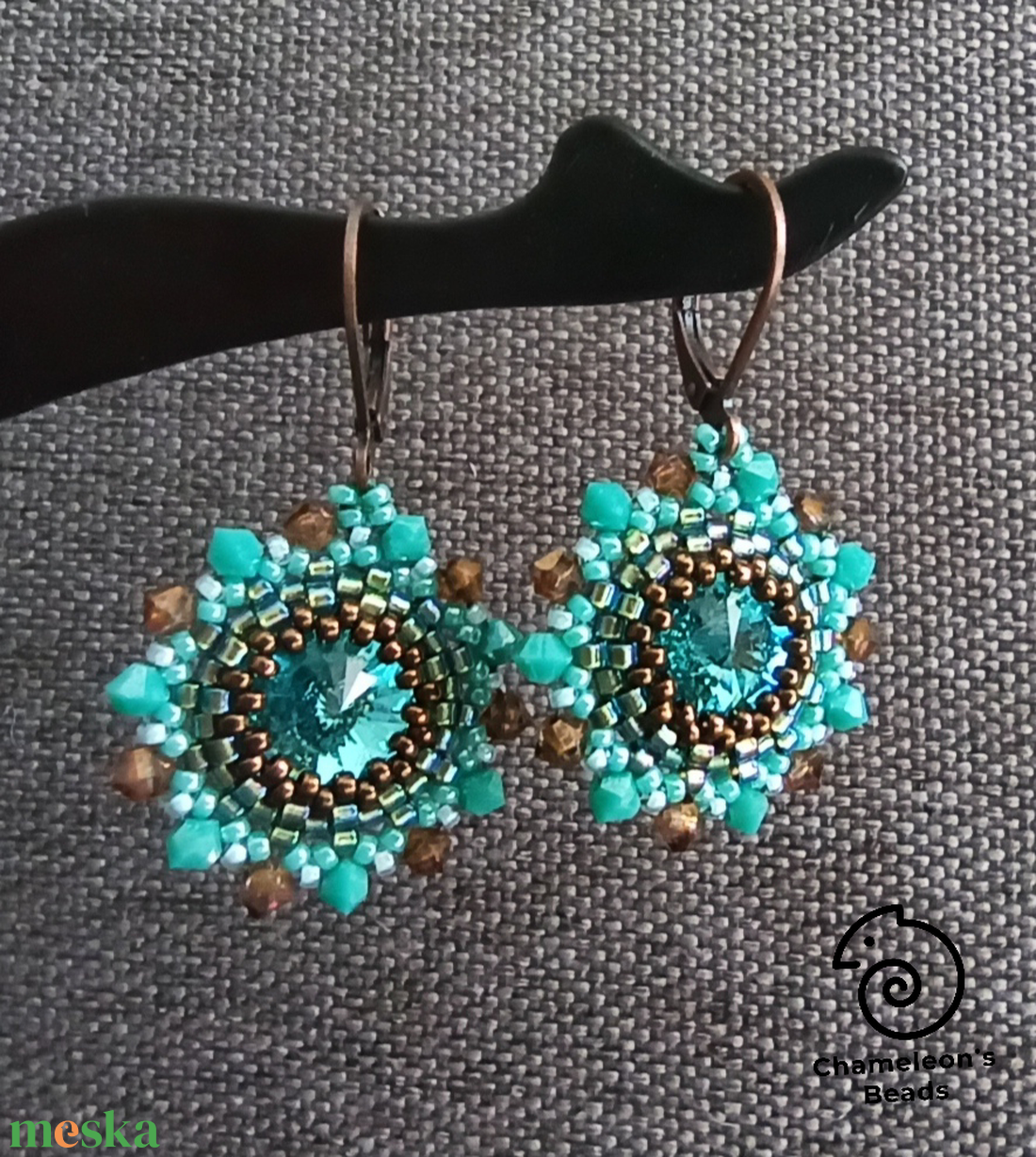 Turquoise 2 Mandala fülbevaló - ékszer - fülbevaló - lógós kerek fülbevaló - Meska.hu Turquoise 2 Mandala fülbevaló - ékszer - fülbevaló - lógós kerek fülbevaló - Meska.hu