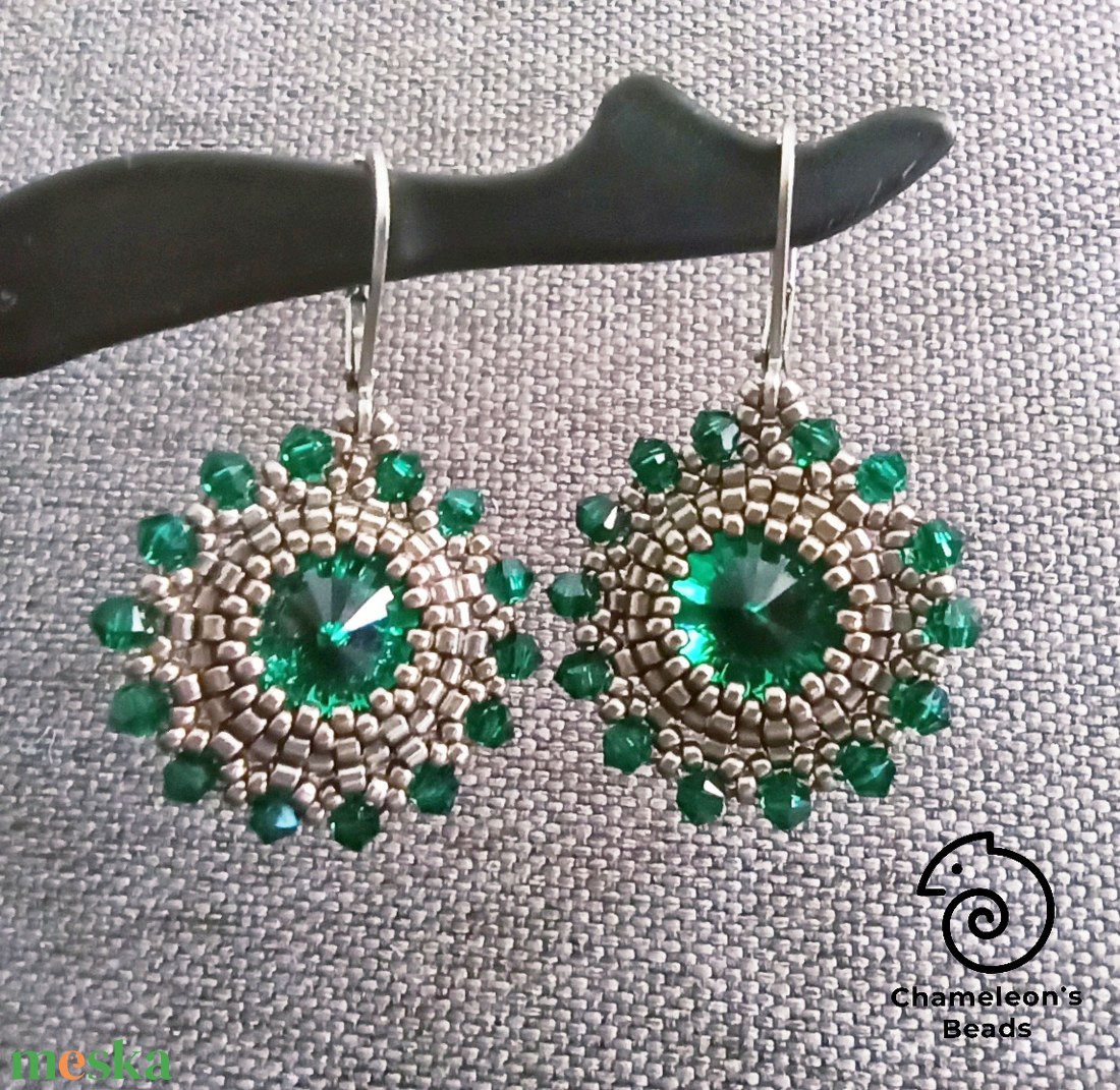 Steel Emerald Mandala fülbevaló - ékszer - fülbevaló - lógós kerek fülbevaló - Meska.hu Steel Emerald Mandala fülbevaló - ékszer - fülbevaló - lógós kerek fülbevaló - Meska.hu