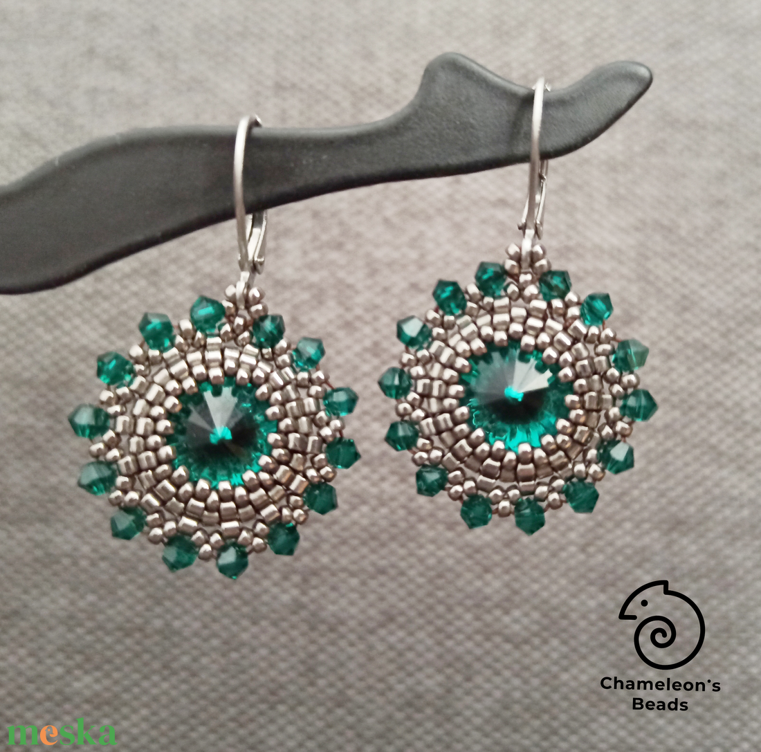 Steel Emerald Mandala fülbevaló - ékszer - fülbevaló - lógós kerek fülbevaló - Meska.hu Steel Emerald Mandala fülbevaló - ékszer - fülbevaló - lógós kerek fülbevaló - Meska.hu