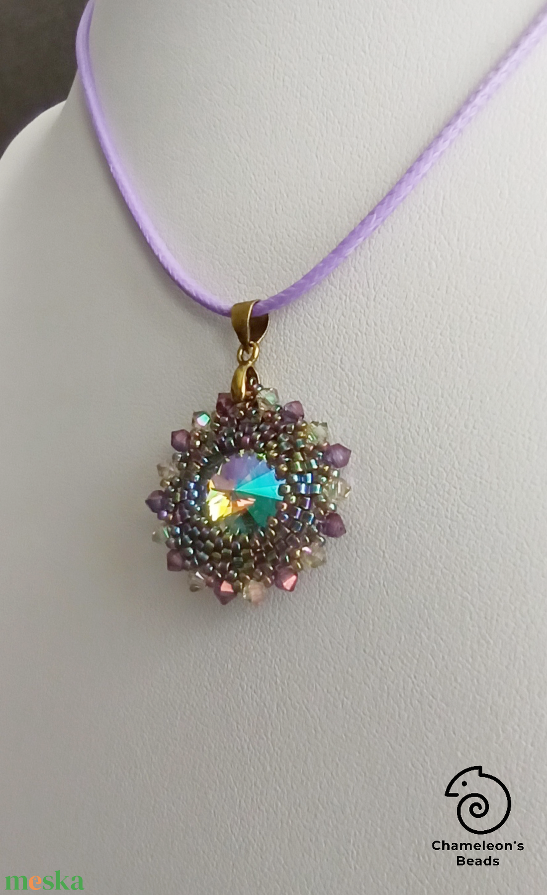  Light Lilac Paradise Mandala fülbevaló és nyaklánc - ékszer - ékszerszett - Meska.hu
