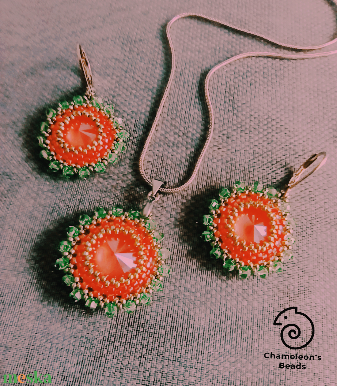 Coral and Light Green Mandala fülbevaló és nyaklánc - ékszer - ékszerszett - Meska.hu Coral and Light Green Mandala fülbevaló és nyaklánc - ékszer - ékszerszett - Meska.hu
