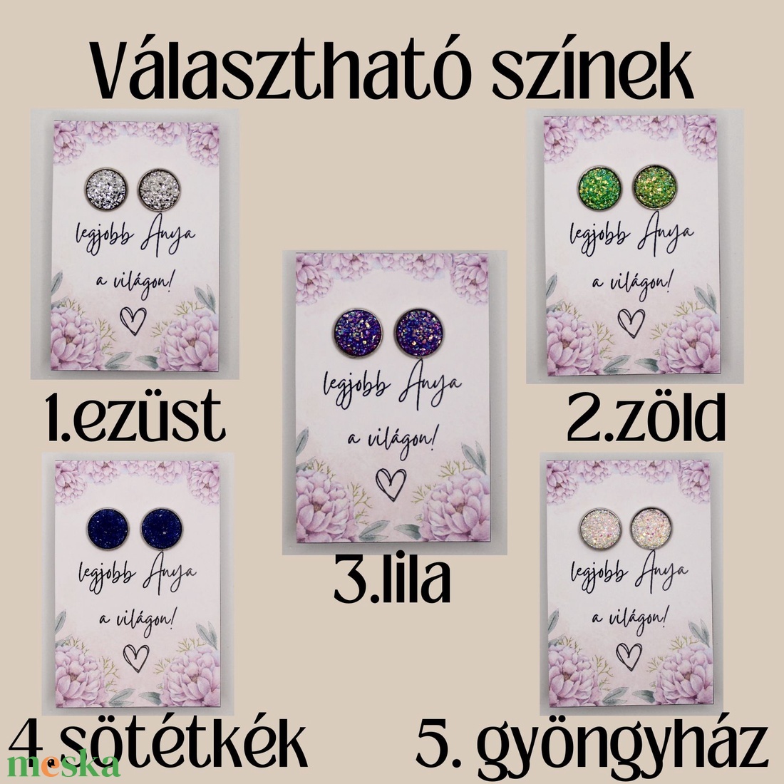 Legjobb Anya Anyák napi fülbevaló 10 színben - ékszer - fülbevaló - pötty fülbevaló - Meska.hu Legjobb Anya Anyák napi fülbevaló 10 színben - ékszer - fülbevaló - pötty fülbevaló - Meska.hu