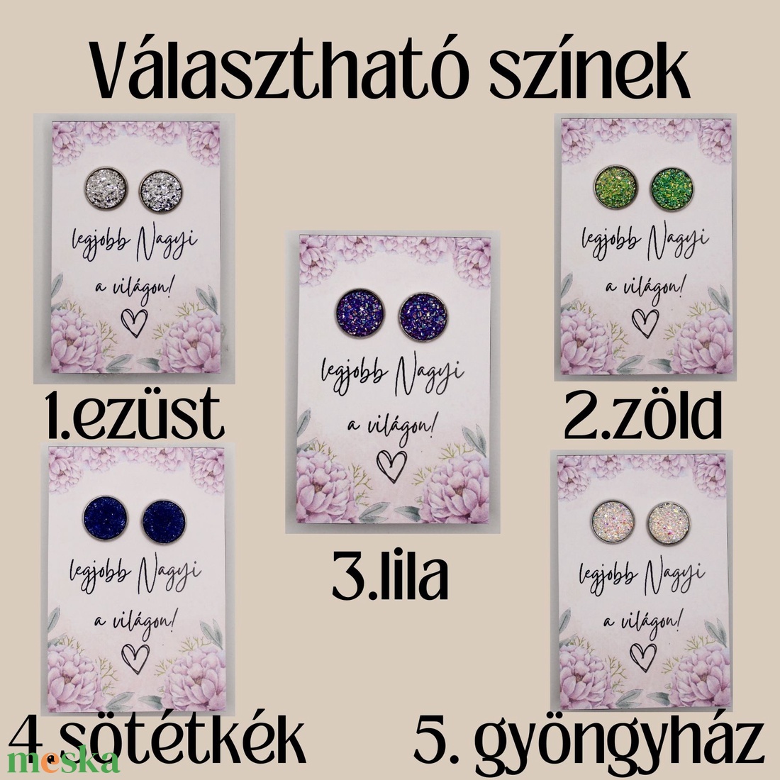Legjobb Nagyi Anyák napi fülbevaló 10 színben - ékszer - fülbevaló - pötty fülbevaló - Meska.hu Legjobb Nagyi Anyák napi fülbevaló 10 színben - ékszer - fülbevaló - pötty fülbevaló - Meska.hu
