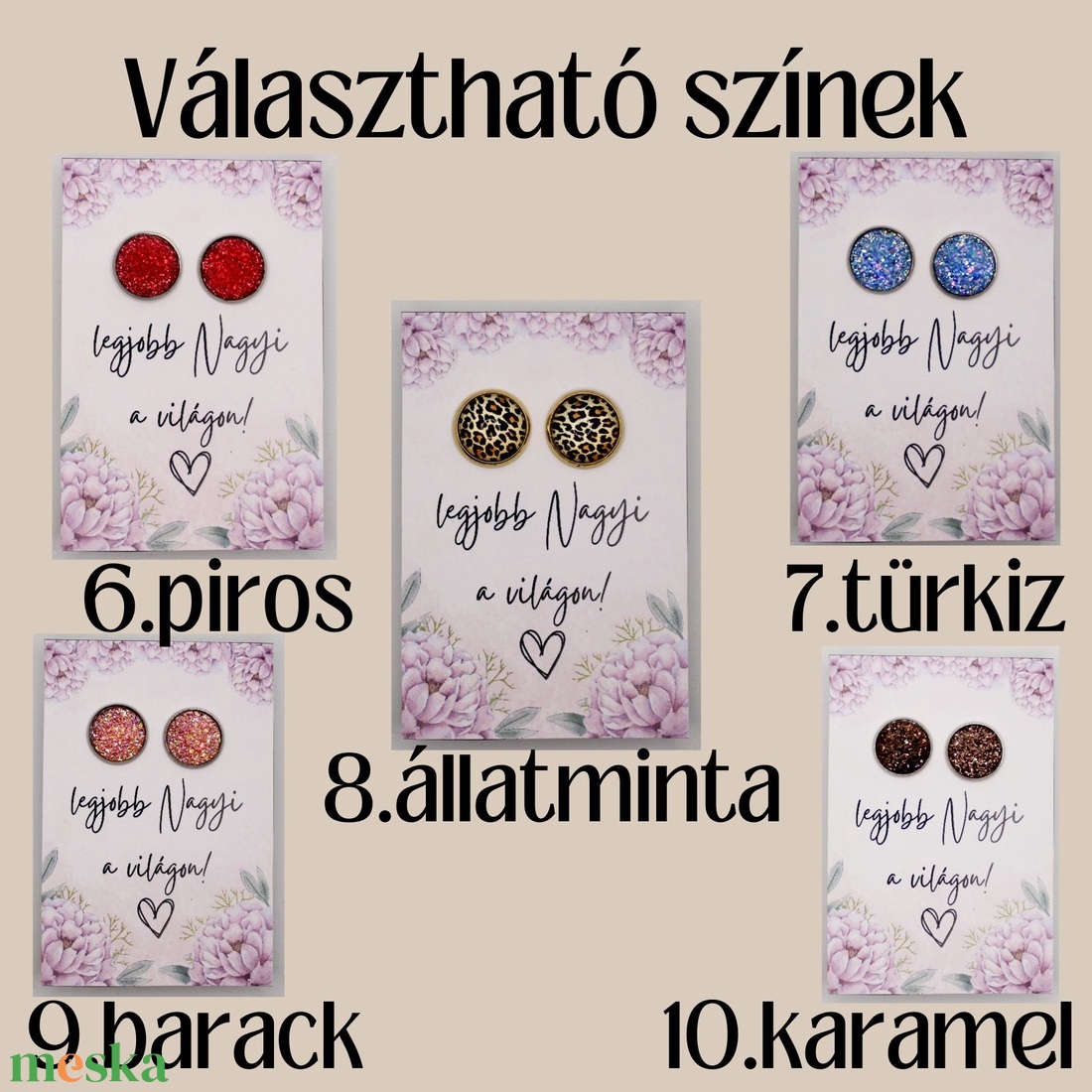 Legjobb Nagyi Anyák napi fülbevaló 10 színben - ékszer - fülbevaló - pötty fülbevaló - Meska.hu Legjobb Nagyi Anyák napi fülbevaló 10 színben - ékszer - fülbevaló - pötty fülbevaló - Meska.hu