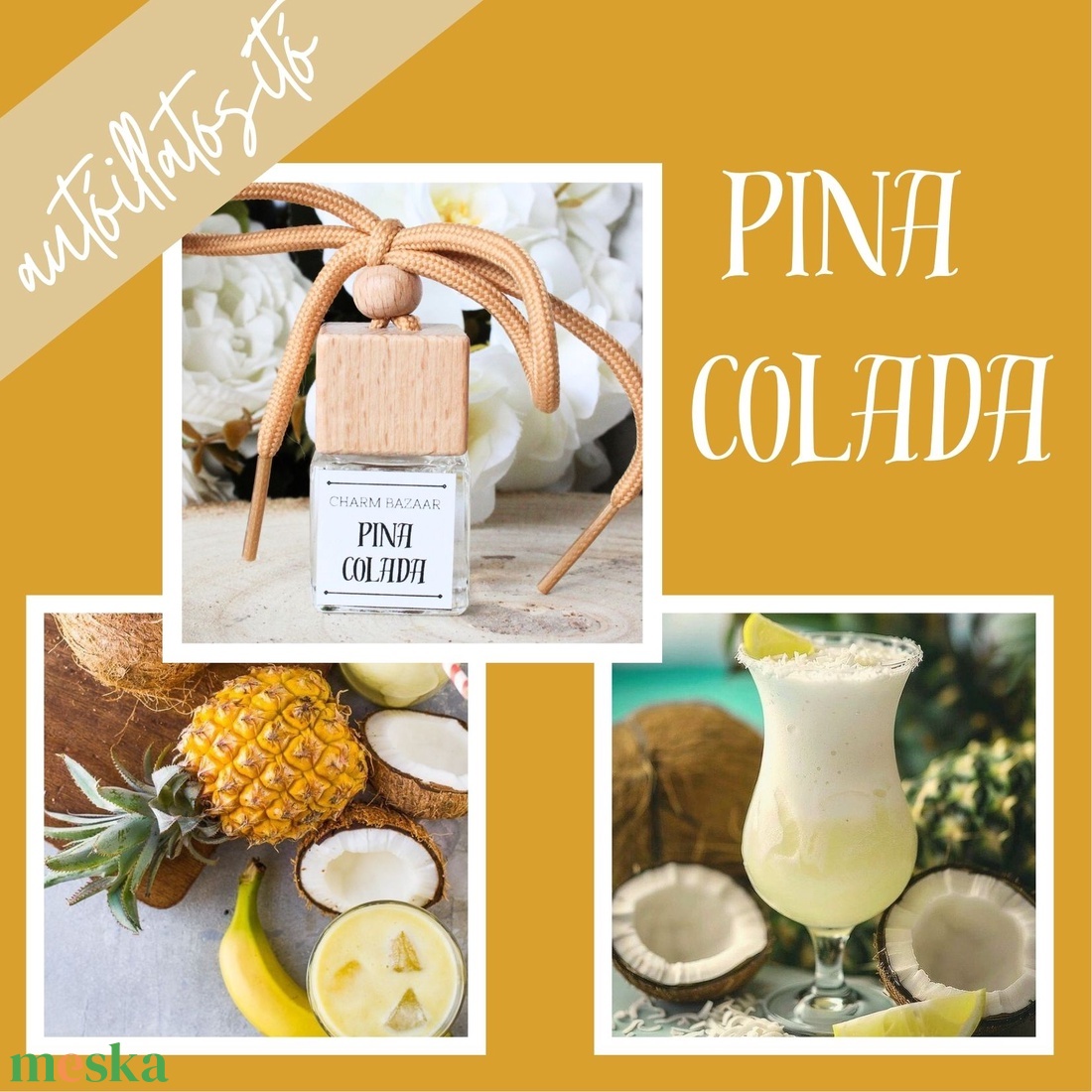 Pina Colada autóparfüm (édes,gyümölcsös) - otthon & életmód - gyertya, illat, aroma - párologtató - Meska.hu