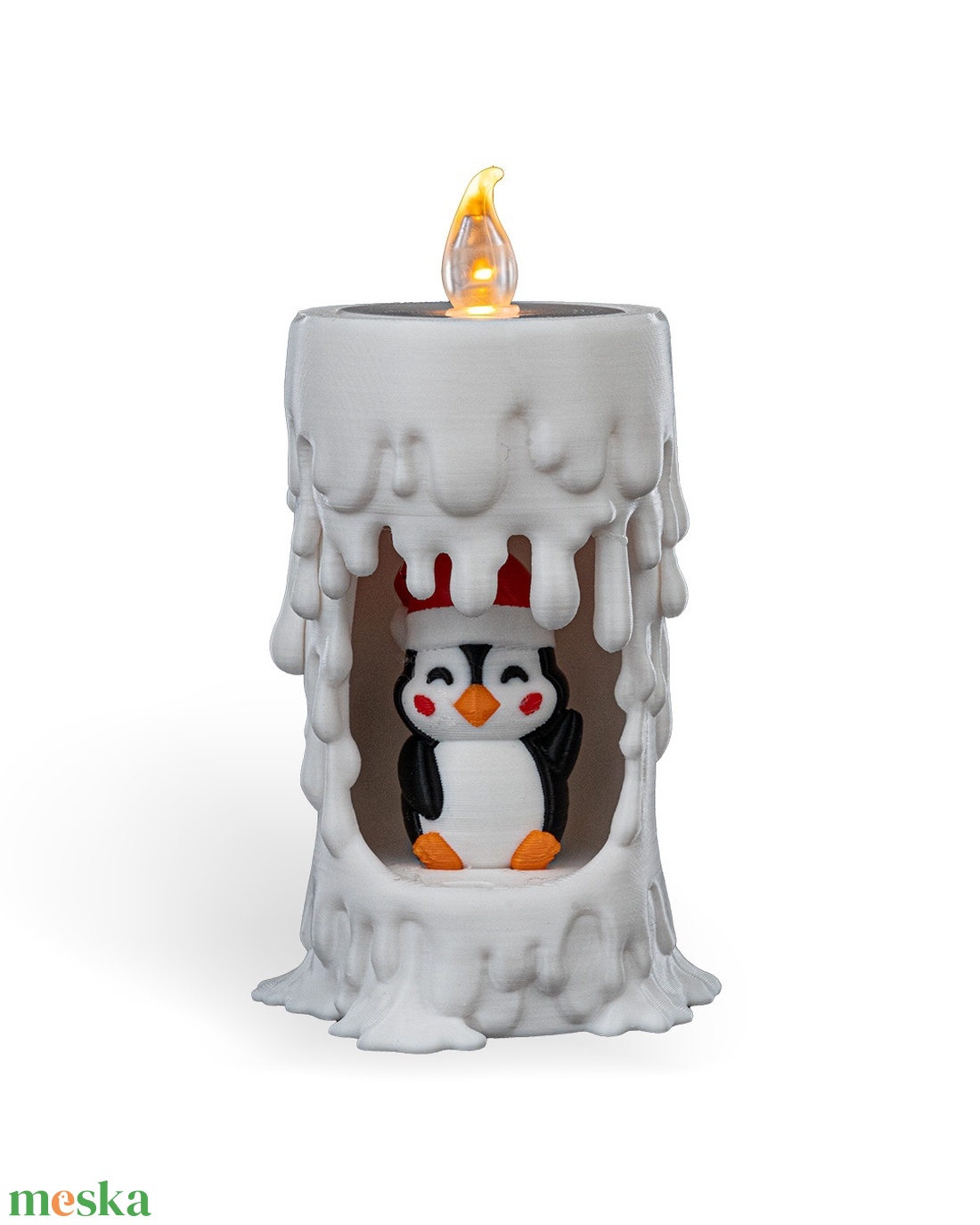 Cuki Pingvines Karácsonyi Gyertya Tartó - karácsony - karácsonyi lakásdekoráció - karácsonyi fénydekoráció - Meska.hu