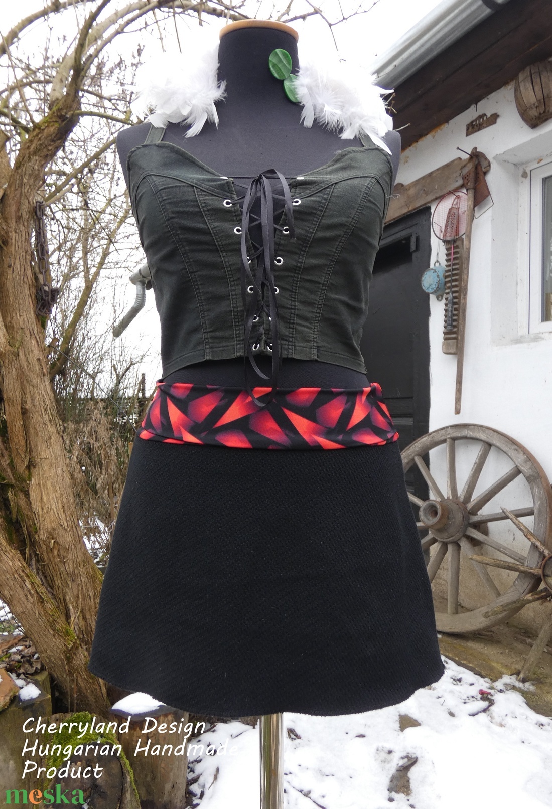 Cherryland Design Fekete Gyapjúszoknya / Csipőmelegítő - ruha & divat - női ruha - szoknya - Meska.hu