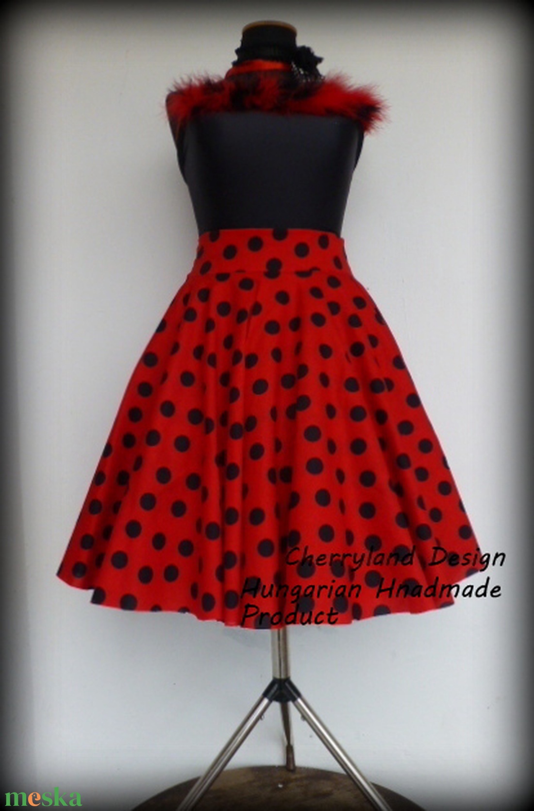 Cherryland Design Katica Piros alapon fekete Pöttyös Rockabilly szoknya./Alsószoknya - ruha & divat - női ruha - szoknya - Meska.hu Cherryland Design Katica Piros alapon fekete Pöttyös Rockabilly szoknya./Alsószoknya - ruha & divat - női ruha - szoknya - Meska.hu