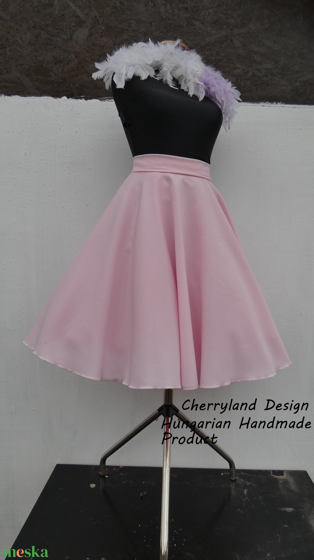 Cherryland Design Púder Rózsaszín Rockabilly stílusú szoknya  - ruha & divat - női ruha - szoknya - Meska.hu