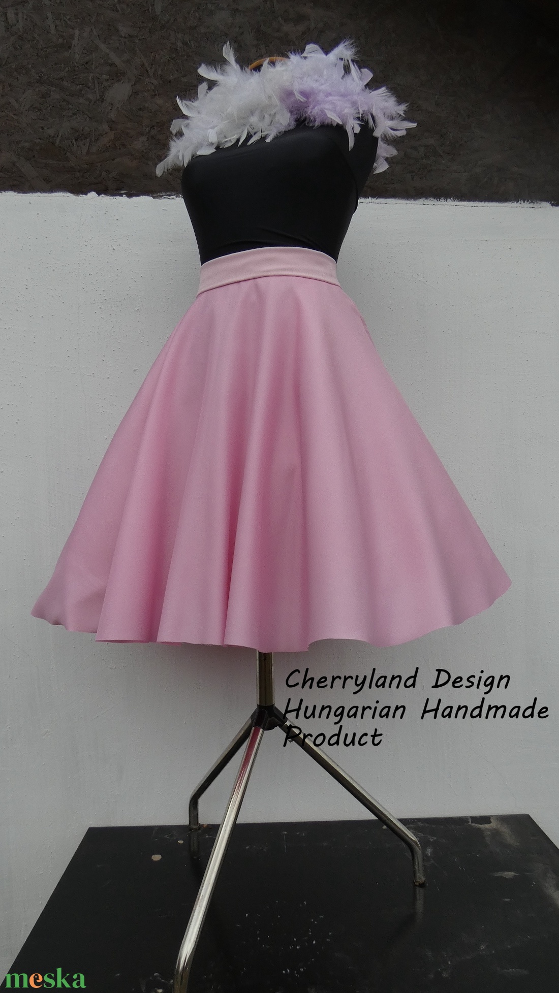 Cherryland Design Púder Rózsaszín Rockabilly stílusú szoknya  - ruha & divat - női ruha - szoknya - Meska.hu