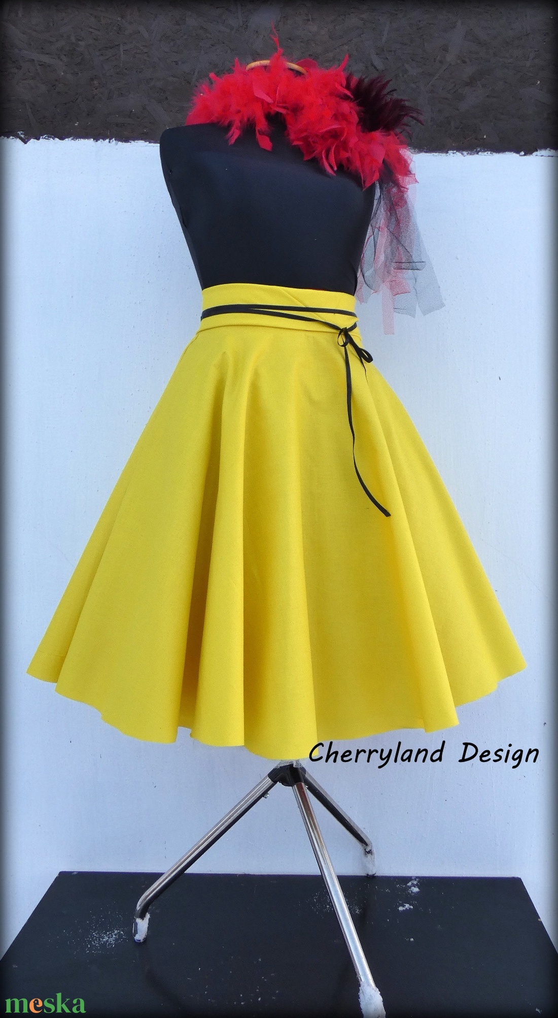 Cherryland Design Sárga pamutvászon   Rockabilly stílusú szoknya /Alsószoknya - ruha & divat - női ruha - szoknya - Meska.hu