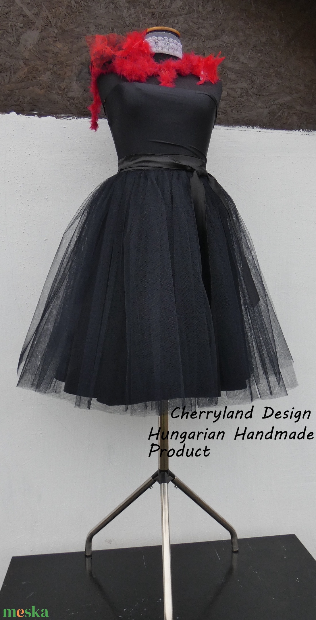 Cherryland Design Fekete Tüll Szoknya /Black Tulle Skirt - ruha & divat - női ruha - szoknya - Meska.hu