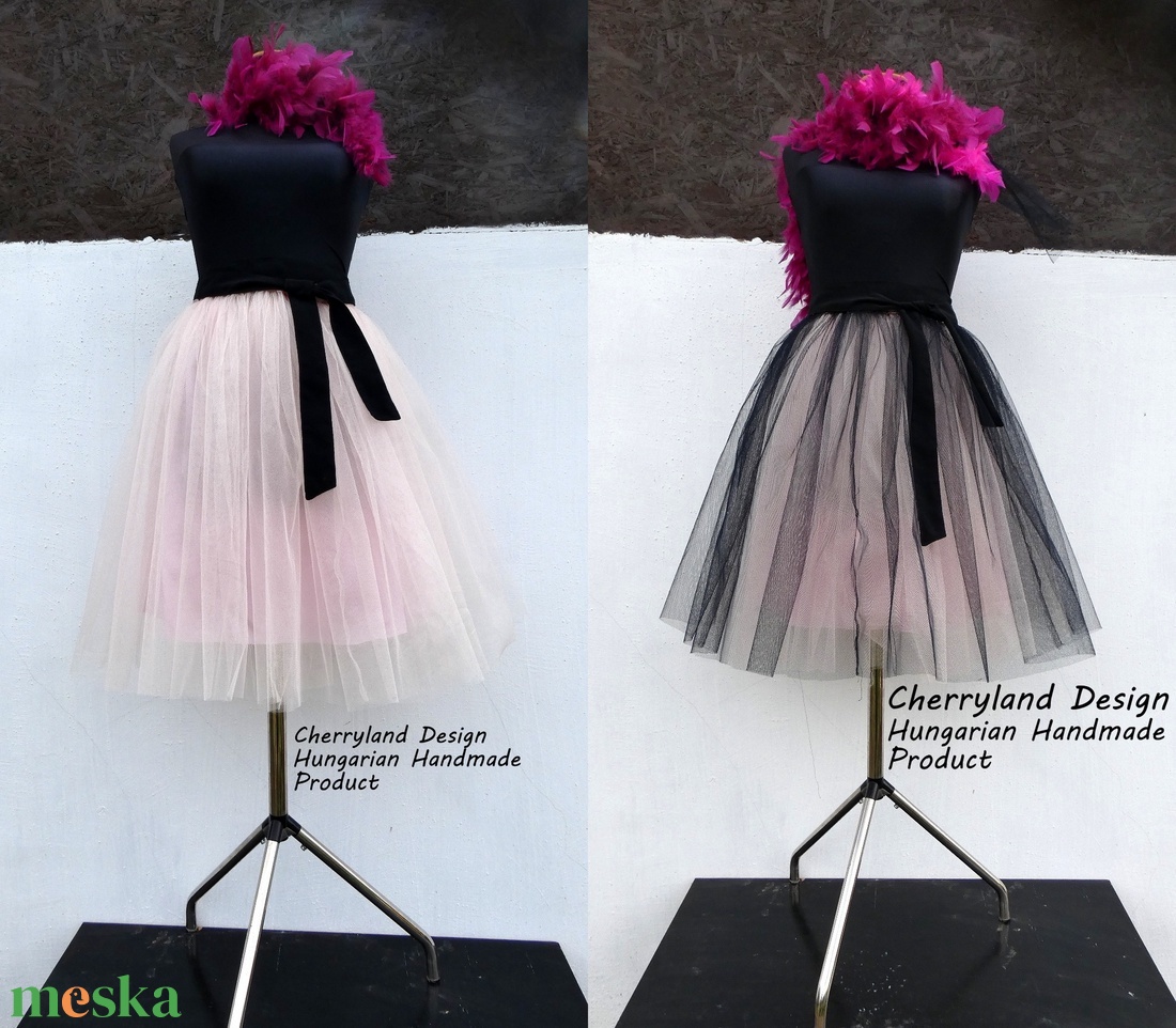 Cherryland Design Púder Árnyalat Tüll Szoknya/Tulle Skirt - ruha & divat - női ruha - szoknya - Meska.hu