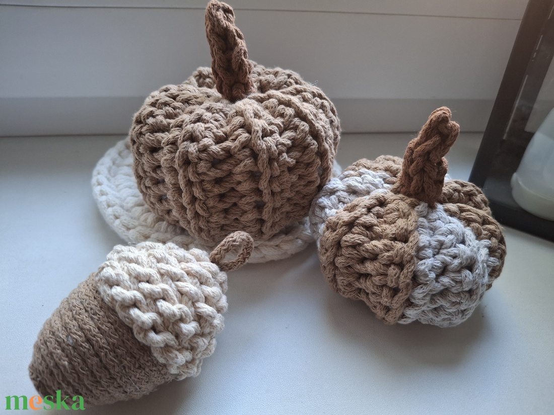 Őszi horgolt tök szett - otthon & életmód - dekoráció - halloween - halloweeni tök - Meska.hu