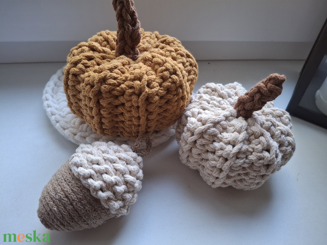 Őszi horgolt tök szett - otthon & életmód - dekoráció - halloween - halloweeni tök - Meska.hu