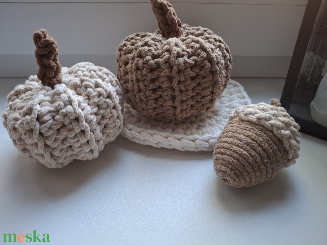 Őszi horgolt tök szett - otthon & életmód - dekoráció - halloween - halloweeni tök - Meska.hu