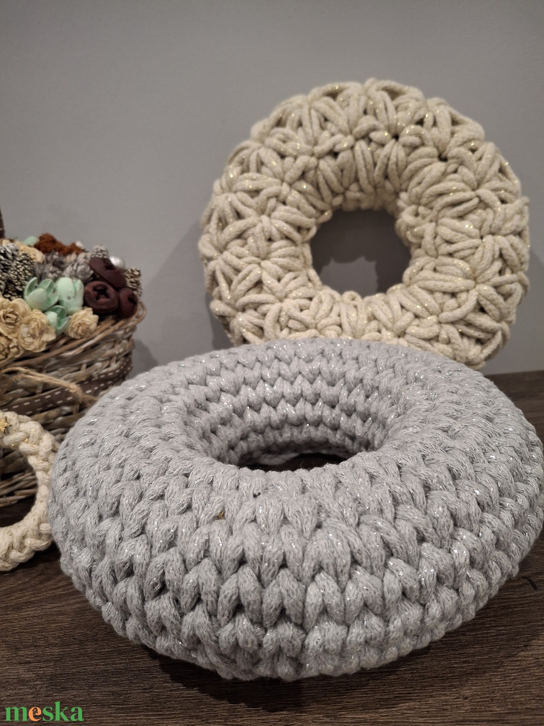 Horgolt adventi koszorú alap szett - karácsony - karácsonyi lakásdekoráció - ünnepi asztaldekoráció - Meska.hu