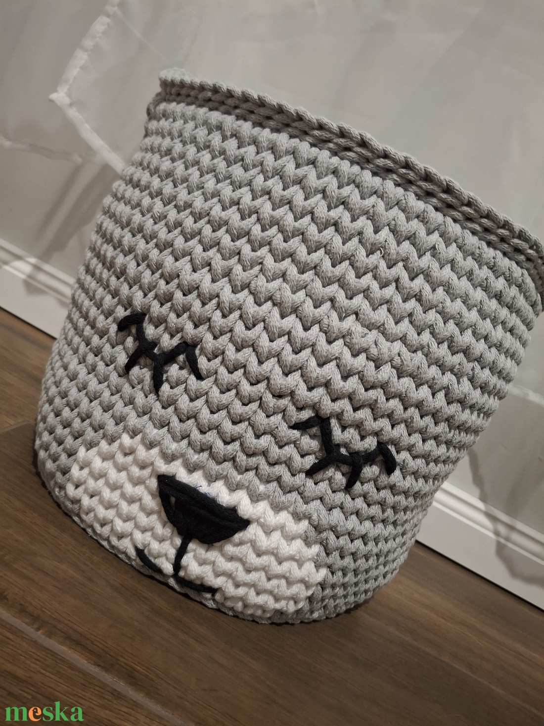 Horgolt macis XL tároló - otthon & életmód - tárolás & rendszerezés - tárolókosár - Meska.hu