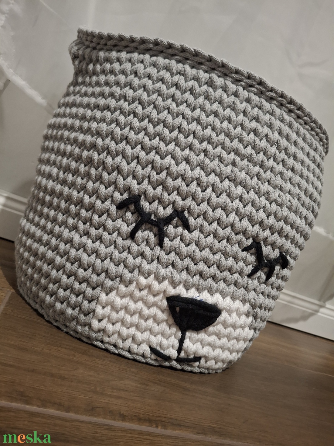 Horgolt macis XL tároló - otthon & életmód - tárolás & rendszerezés - tárolókosár - Meska.hu