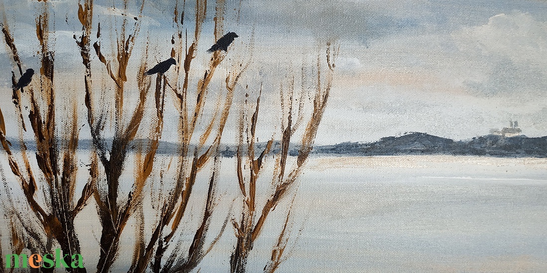 Téli Balaton Tihany látképével - akril tájkép 80x40cm - művészet - festmény - olajfestmény - Meska.hu