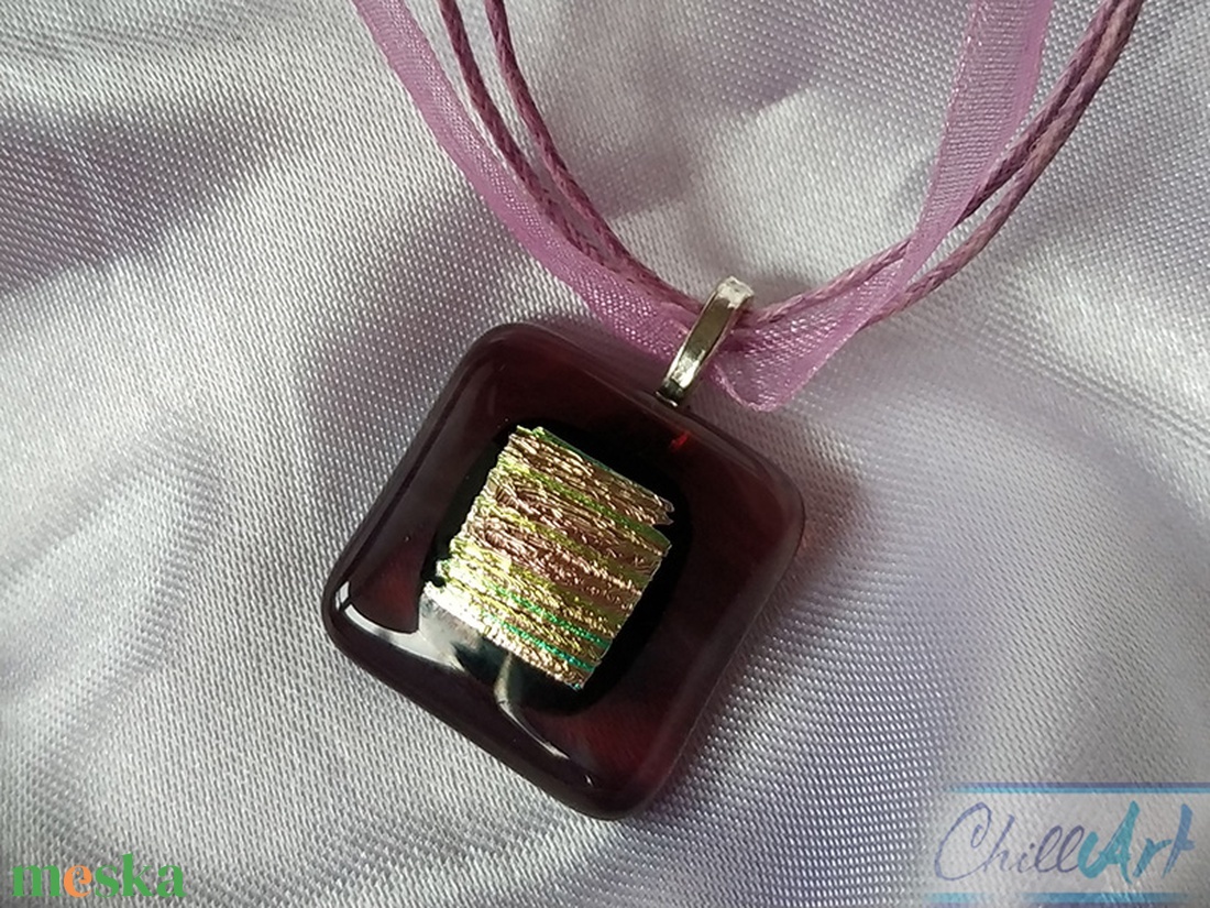 Lila - arany négyszög - Csillogós, elegáns üvegékszer medál - ékszer - ékszerszett - Meska.hu Lila - arany négyszög - Csillogós, elegáns üvegékszer medál - ékszer - ékszerszett - Meska.hu