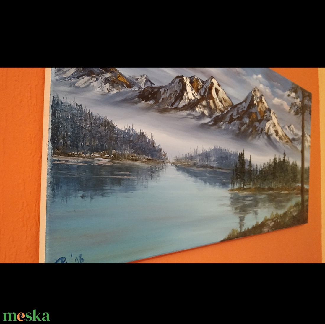 Norvég hegyek tavasszal - olaj tájkép 80x40cm  - művészet - festmény - olajfestmény - Meska.hu